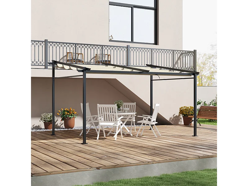 Pergola rétractable 3,97 x 2,95 cm ANGELA beige