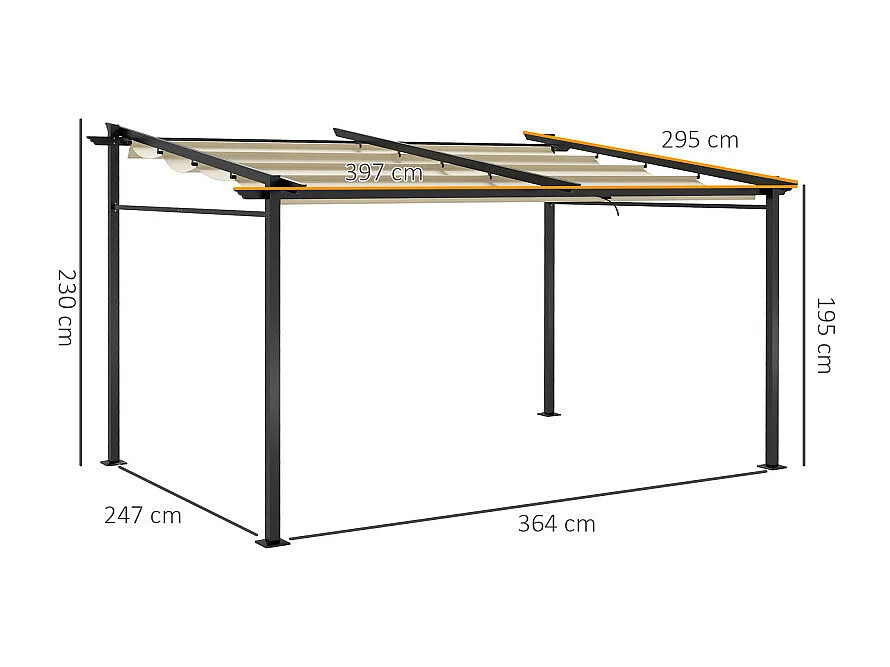 Pergola rétractable 3,97 x 2,95 cm ANGELA beige