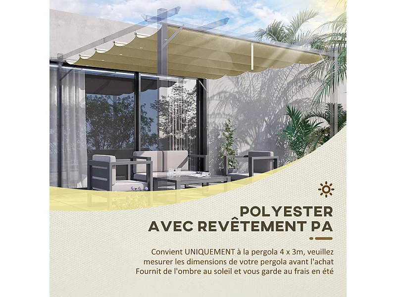 Toile de rechange pergola rétractable ROJAS beige