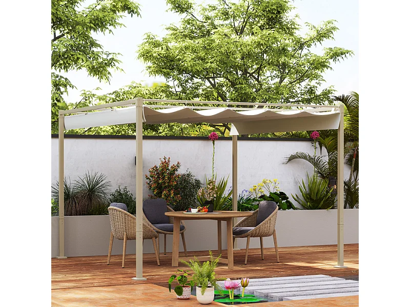 Pergola rétractable AMMY beige et kaki
