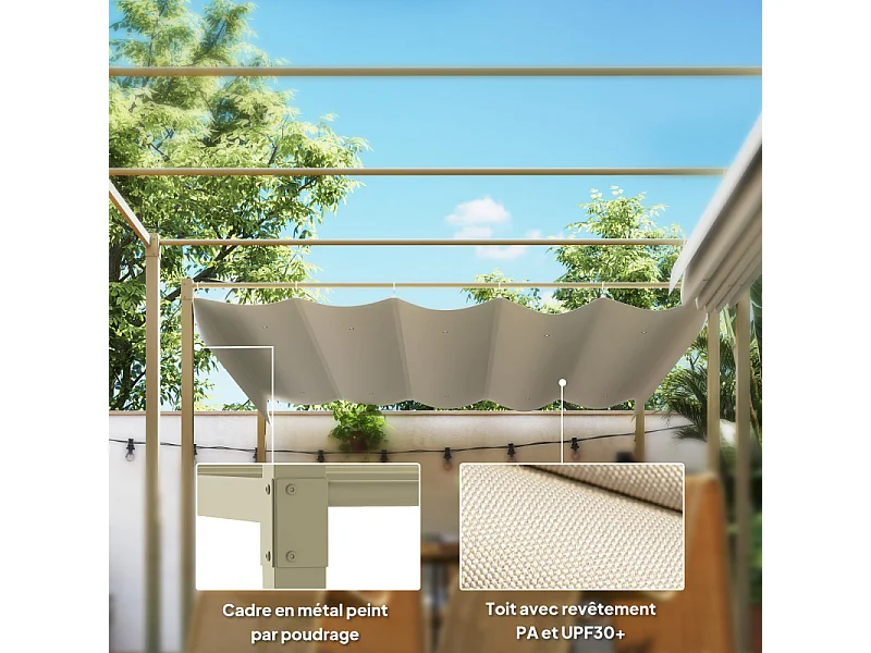 Pergola rétractable AMMY beige et kaki