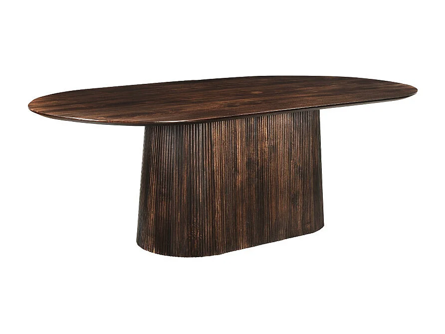 SIENNE-Table à manger Ovale +12 personnes 300 cm en bois massif brun