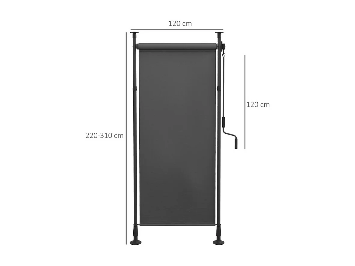 Store d’extérieur sur pieds rétractable KEAN gris foncé