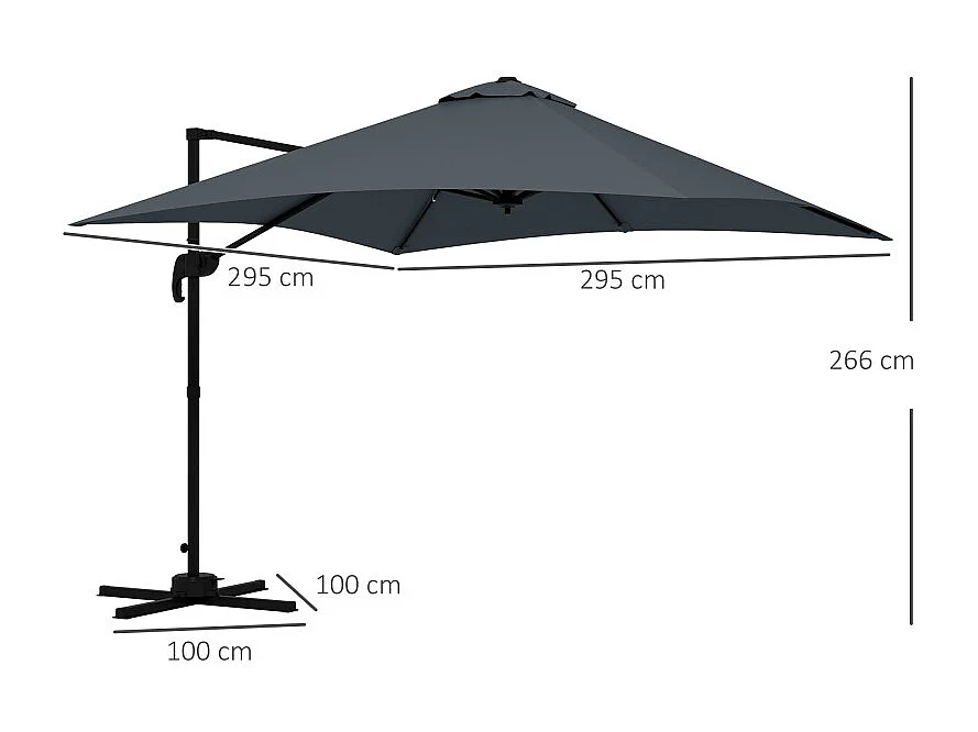 Parasol carré déporté DIMITRIOS gris