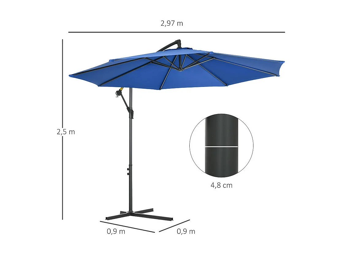 Parasol déporté octogonal FELONIA bleu
