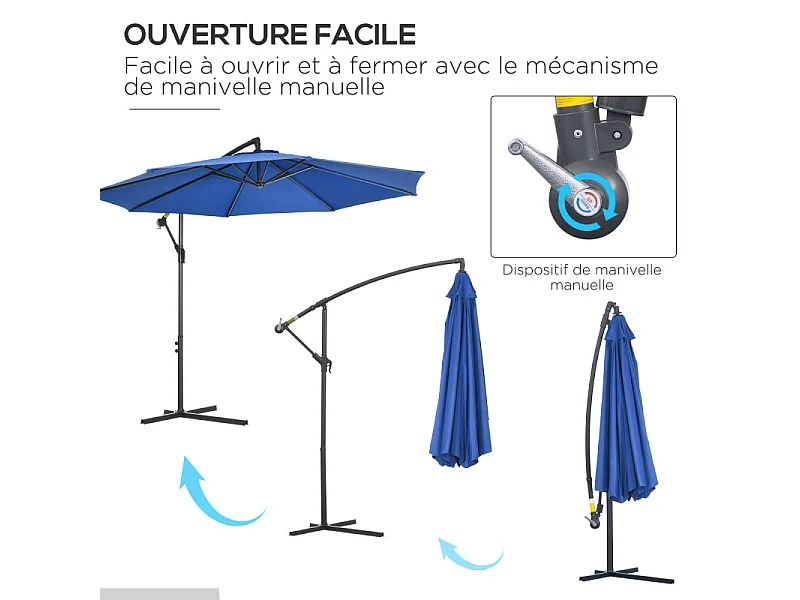 Parasol déporté octogonal FELONIA bleu