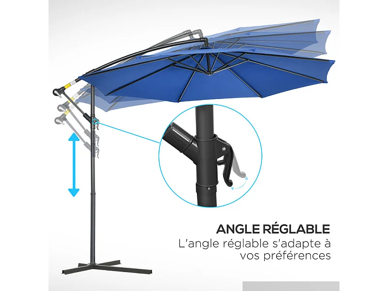 Parasol déporté octogonal FELONIA bleu