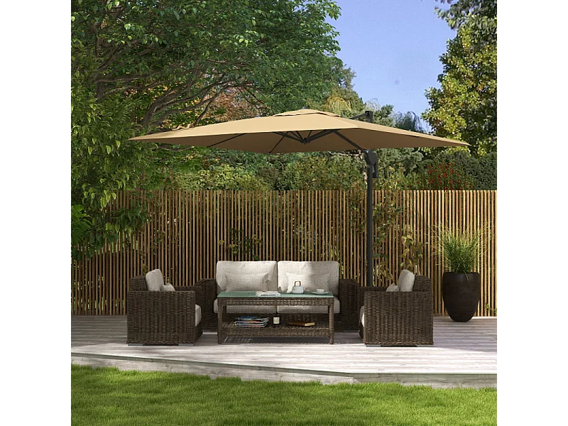 Parasol carré déporté ZOGRA kaki