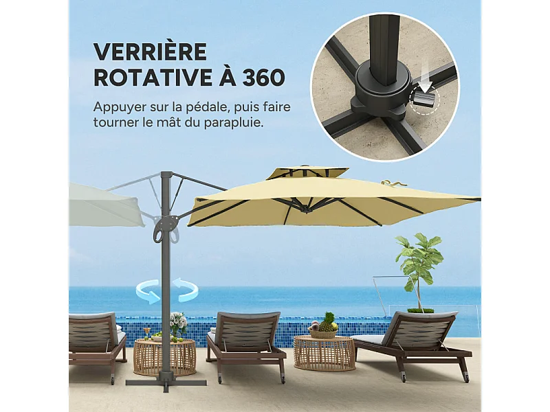 Parasol carré déporté AGIOS beige