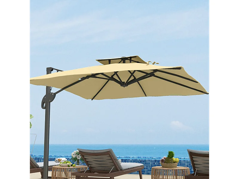 Parasol carré déporté AGIOS beige