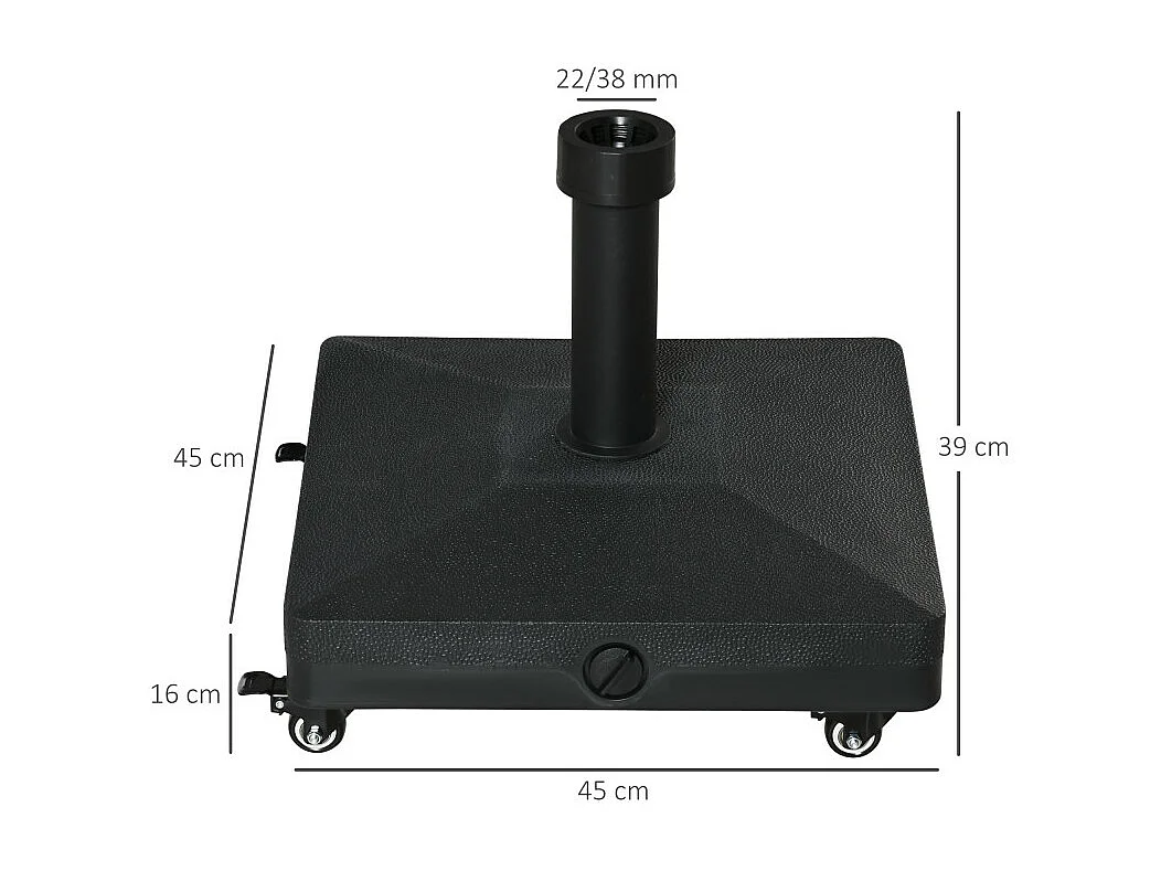 Pied de parasol carré à roulettes SIMBA noir 