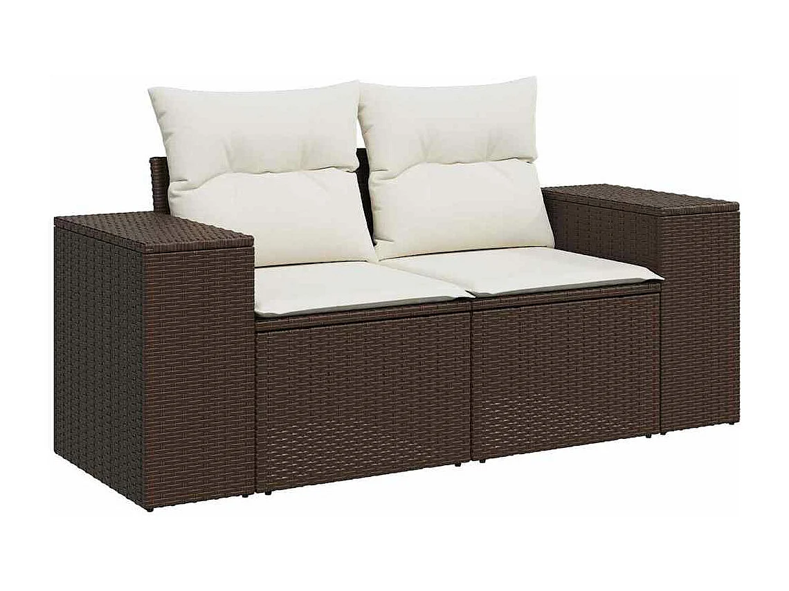 Salon de jardin avec coussins 6 pcs marron résine tressée