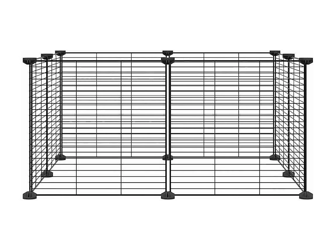 Gaiola para animais de estimação de 8 painéis preta 35x35 cm aço