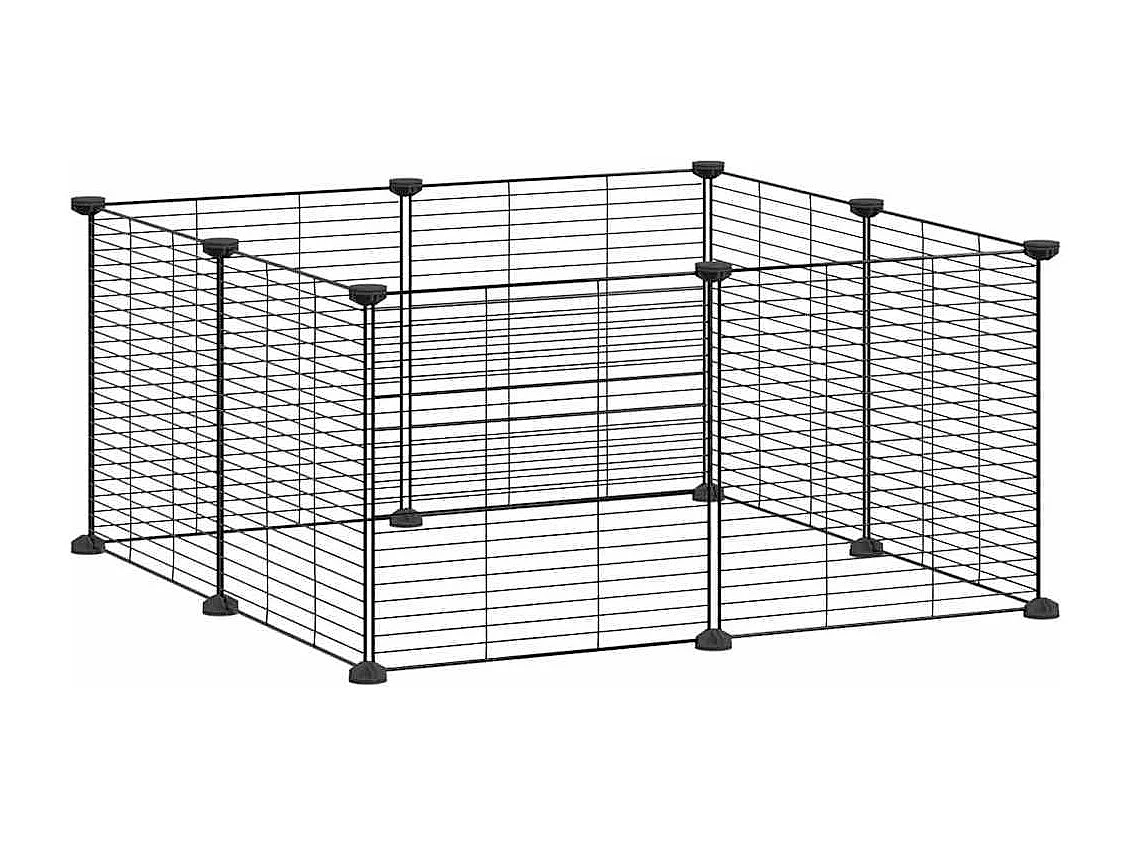 Cage animaux de compagnie à 8 panneaux Noir 35x35 cm Acier