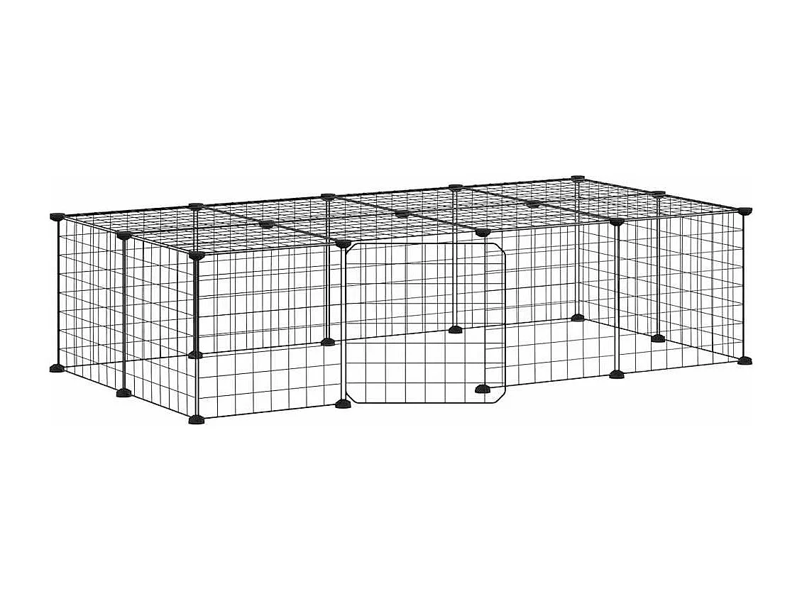 Cage animaux de compagnie à 20 panneaux et porte Noir 35x35 cm