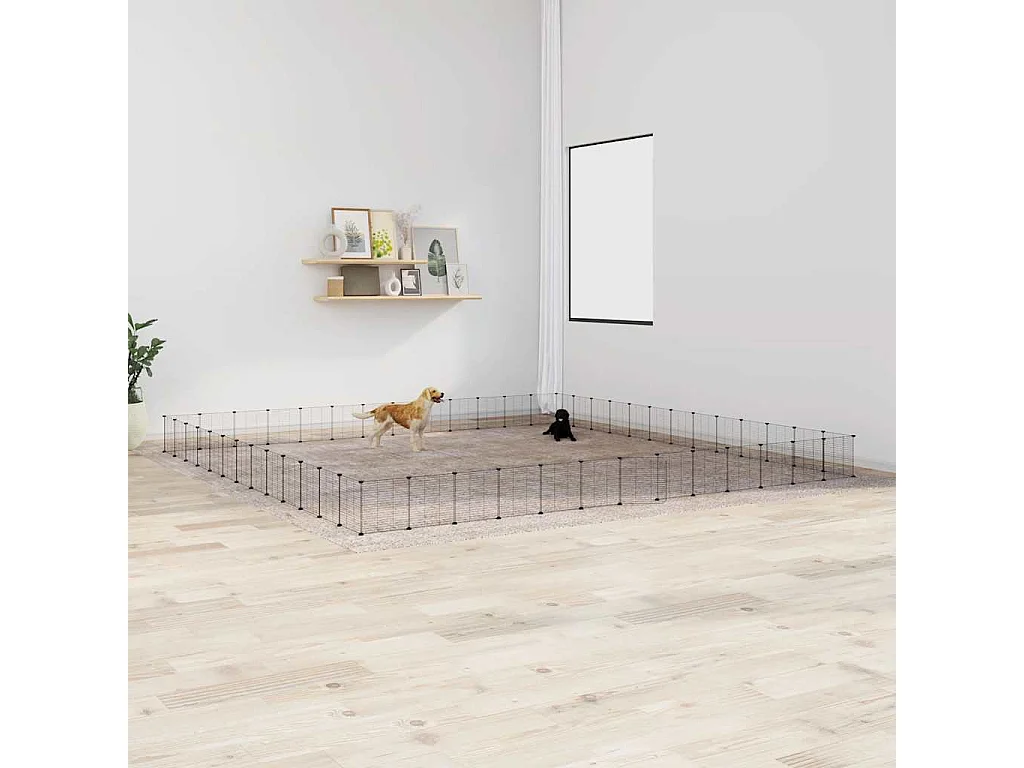 Gaiola para animais de estimação com 52 painéis e porta preta 35x35 cm