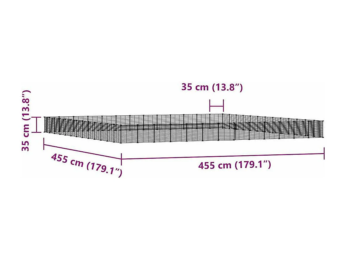 Gaiola para animais de estimação com 52 painéis e porta preta 35x35 cm