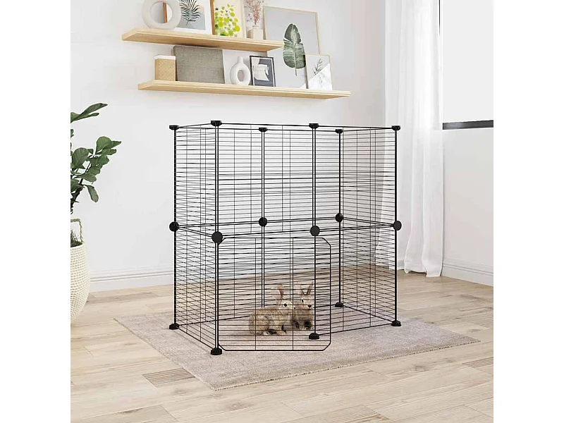 Gaiola para animais de estimação com 12 painéis e porta preta 35x35 cm