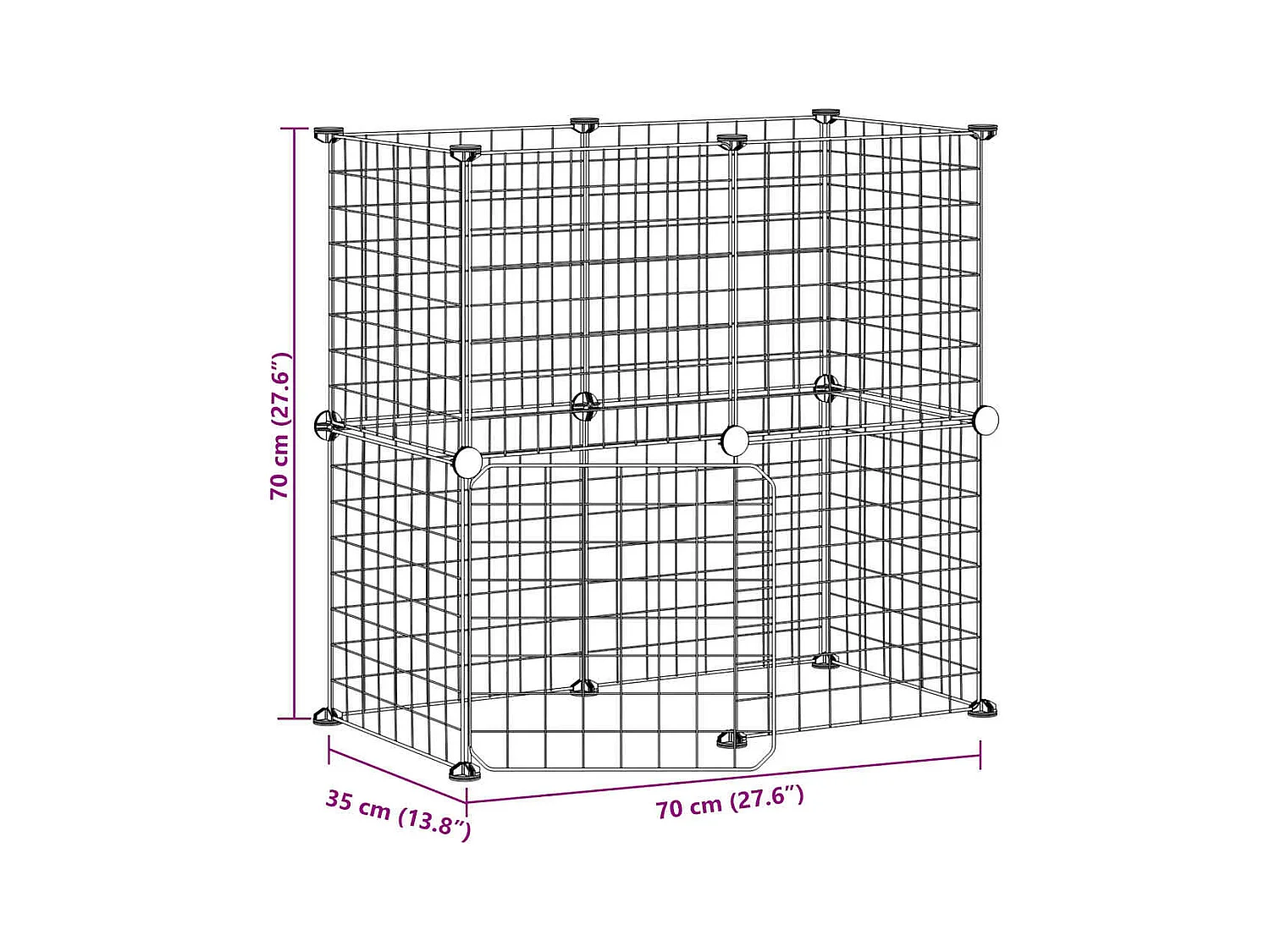 Cage animaux de compagnie à 12 panneaux et porte Noir 35x35 cm