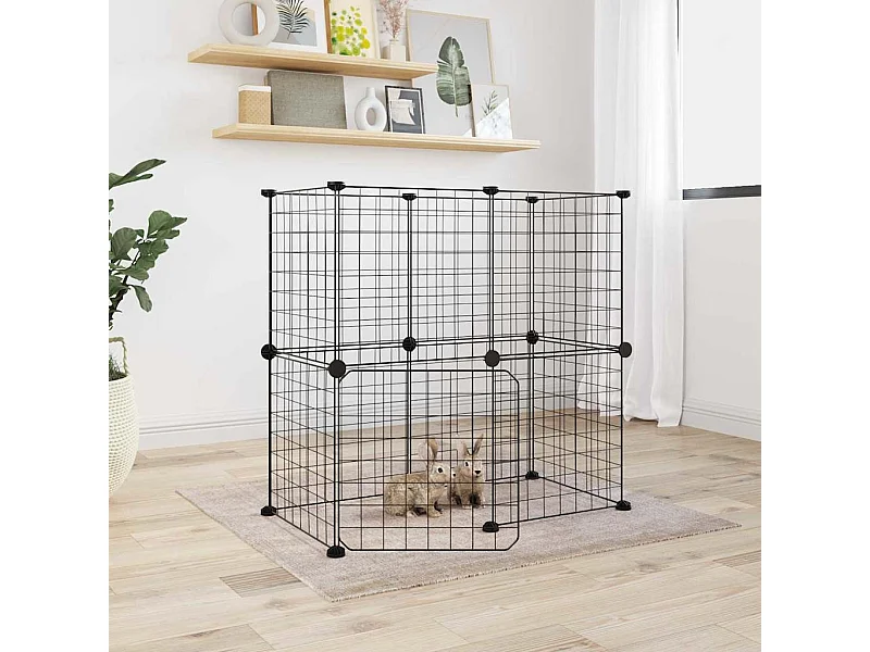 Jaula para mascotas de 12 paneles con puerta negra de 35 x 35 cm