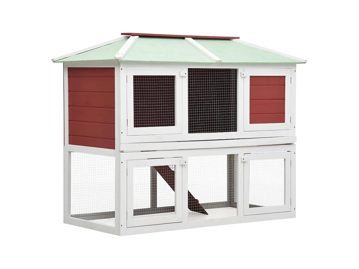 Cage double pour animaux Rouge Bois