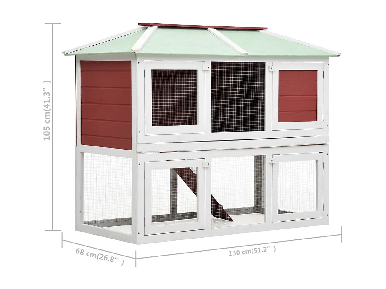 Cage double pour animaux Rouge Bois