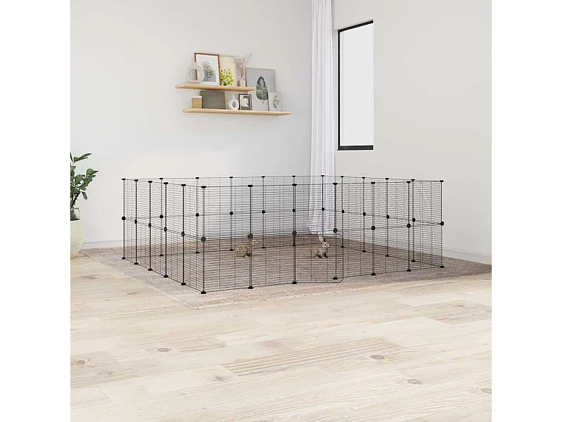 Gaiola para animais de estimação com 44 painéis e porta preta 35x35 cm