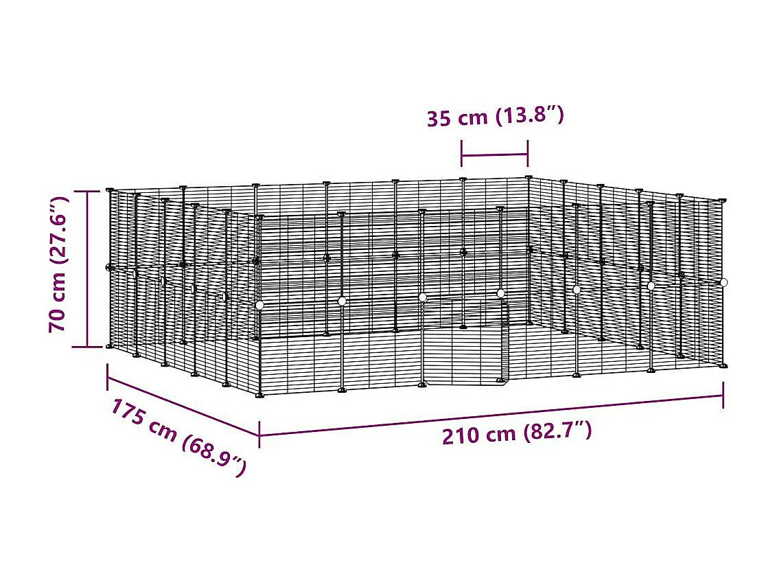 Cage animaux de compagnie à 44 panneaux et porte Noir 35x35 cm