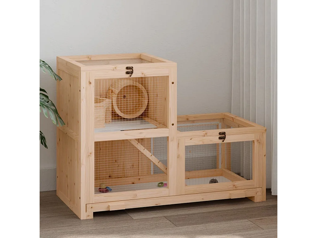 Hamsterkooi 81x40x60 cm massief dennenhout