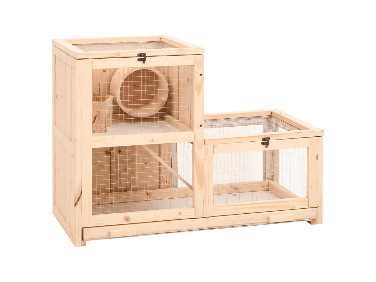 Cage à hamster 81x40x60 cm bois massif de sapin