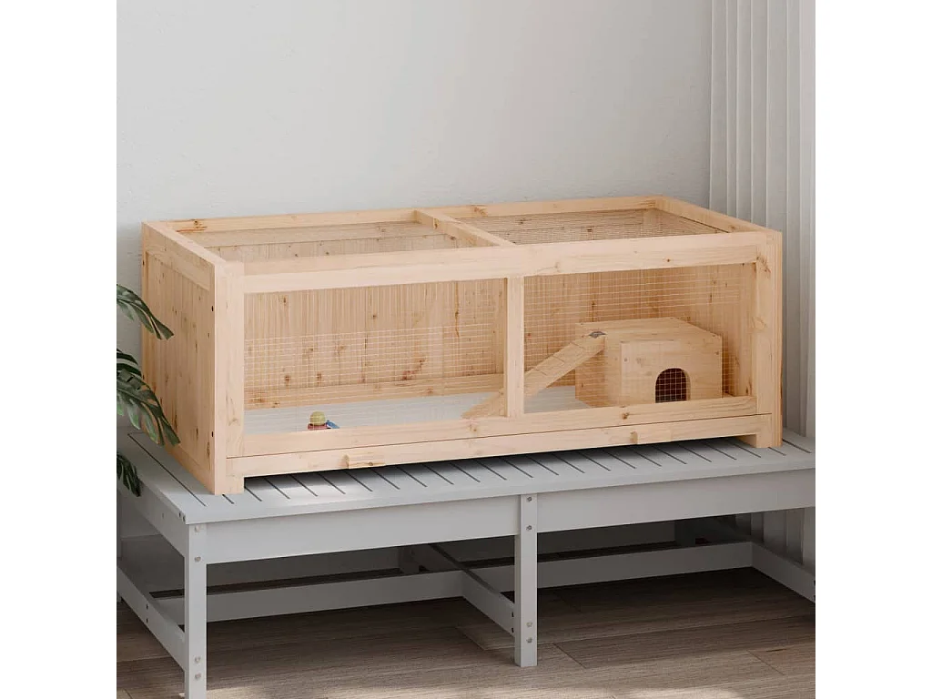 Cage à hamster 104x52x38 cm bois massif de sapin