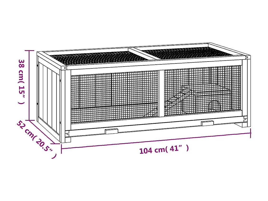 Cage à hamster 104x52x38 cm bois massif de sapin