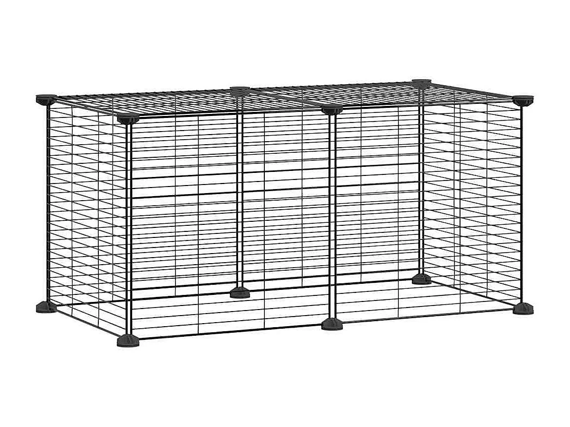 Cage animaux de compagnie à 8 panneaux Noir 35x35 cm Acier