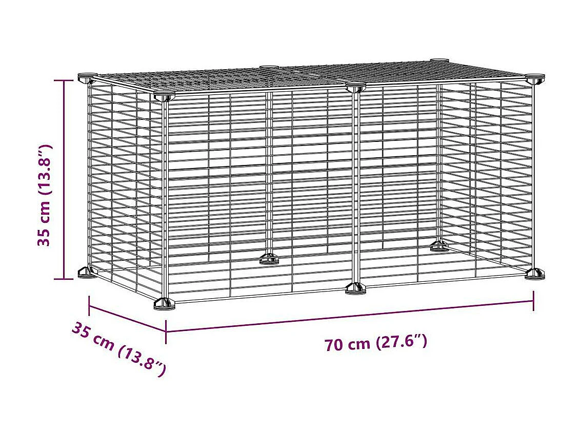 Cage animaux de compagnie à 8 panneaux Noir 35x35 cm Acier