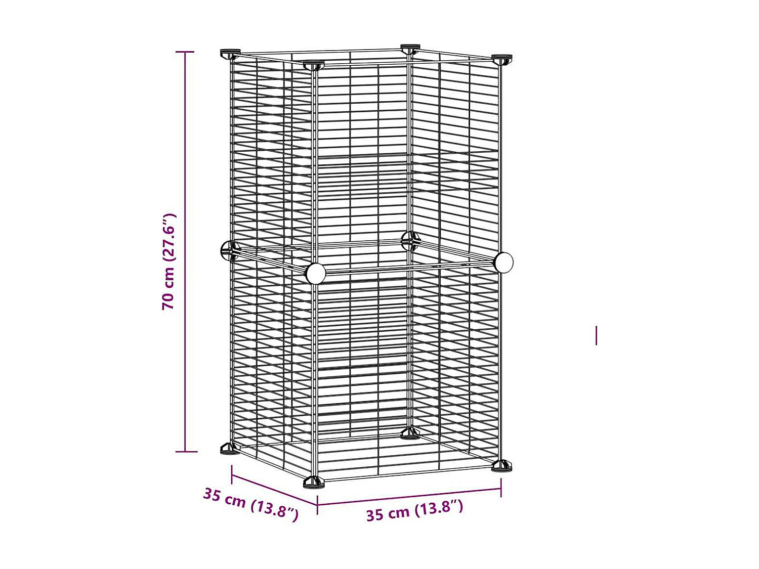 Cage animaux de compagnie à 8 panneaux Noir 35x35 cm Acier