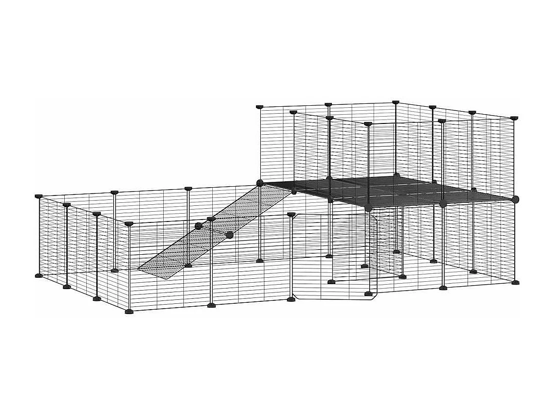 Jaula para mascotas de 36 paneles con puerta negra de 35 x 35 cm