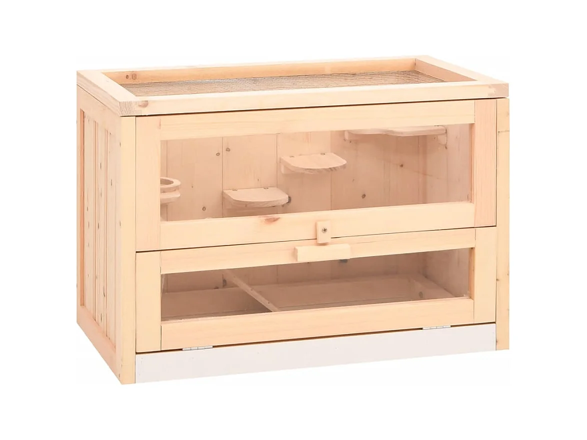 Cage à hamster 60x35,5x42 cm bois massif de sapin