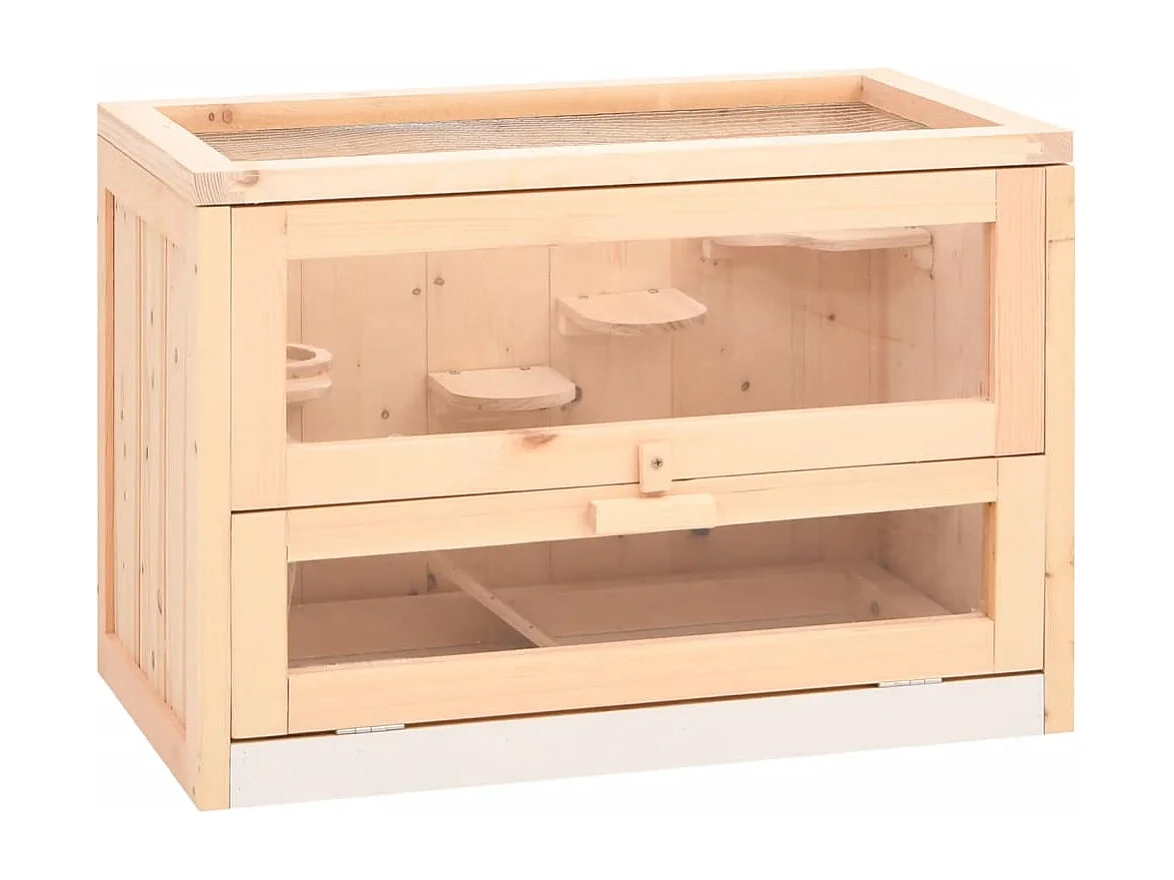 Cage à hamster 60x35,5x42 cm bois massif de sapin