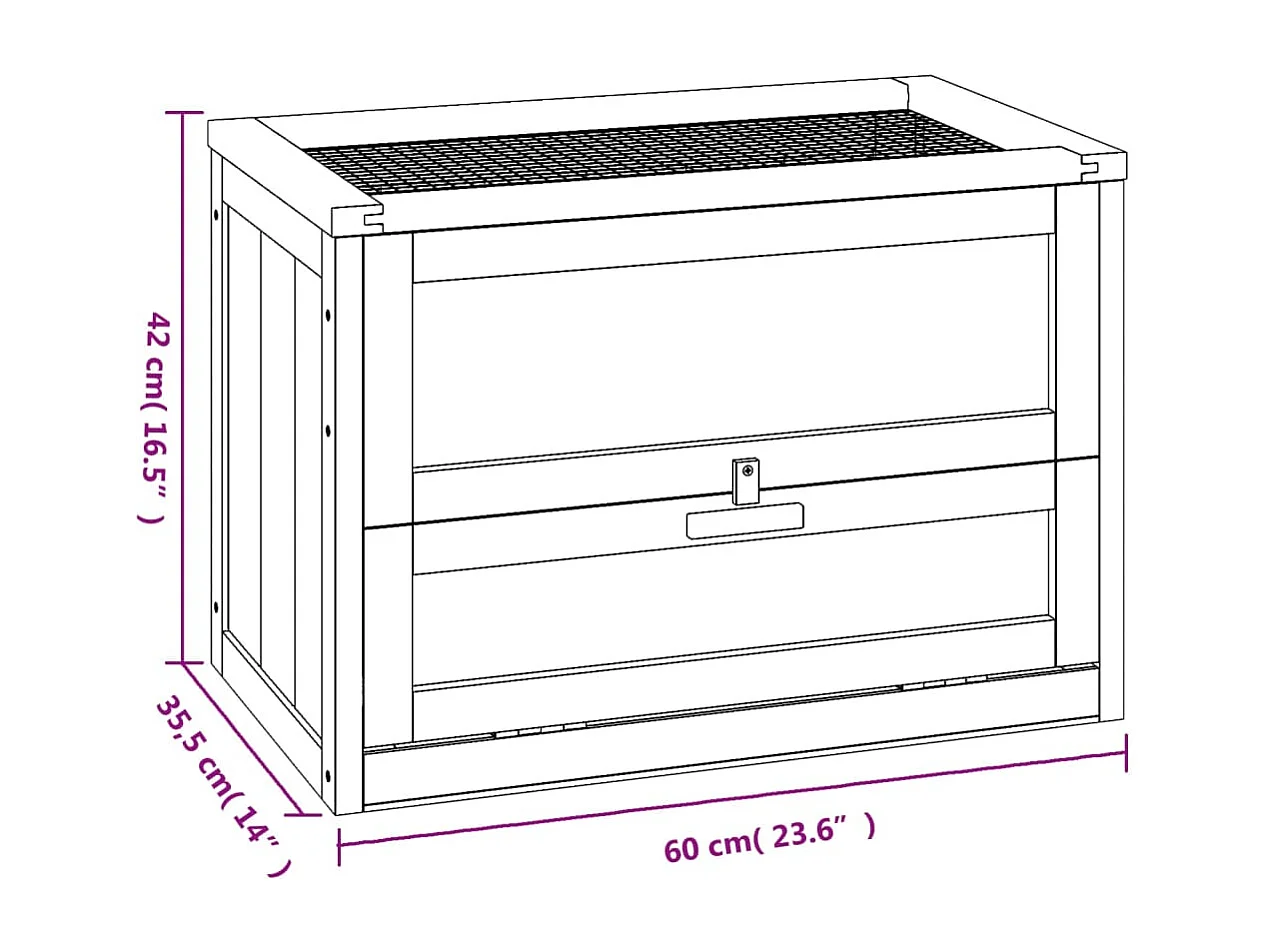 Cage à hamster 60x35,5x42 cm bois massif de sapin