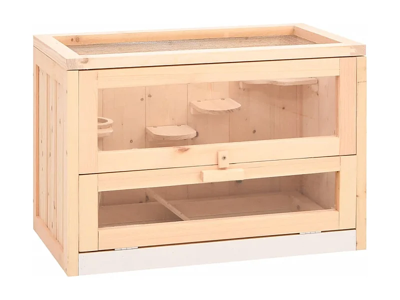Cage à hamster 60x35,5x42 cm bois massif de sapin