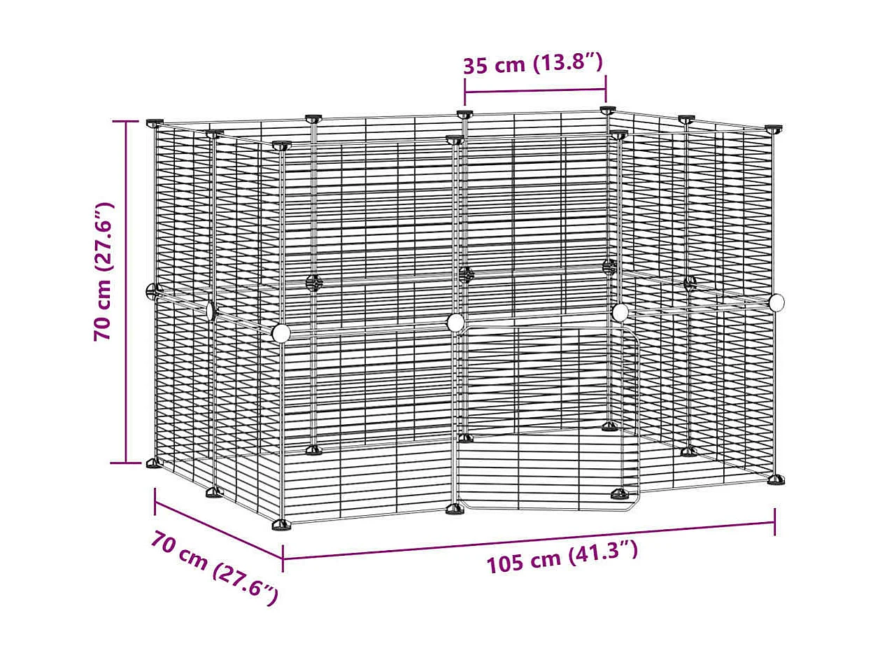 Gaiola para animais de estimação com 20 painéis e porta Preto 35x35 cm