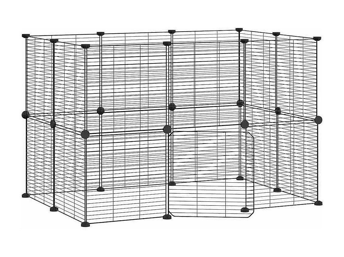 Cage animaux de compagnie à 20 panneaux et porte Noir 35x35 cm