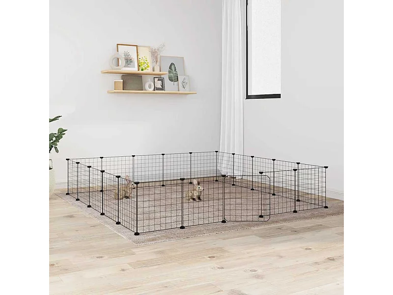 Gaiola para animais de estimação com 20 painéis e porta Preto 35x35 cm