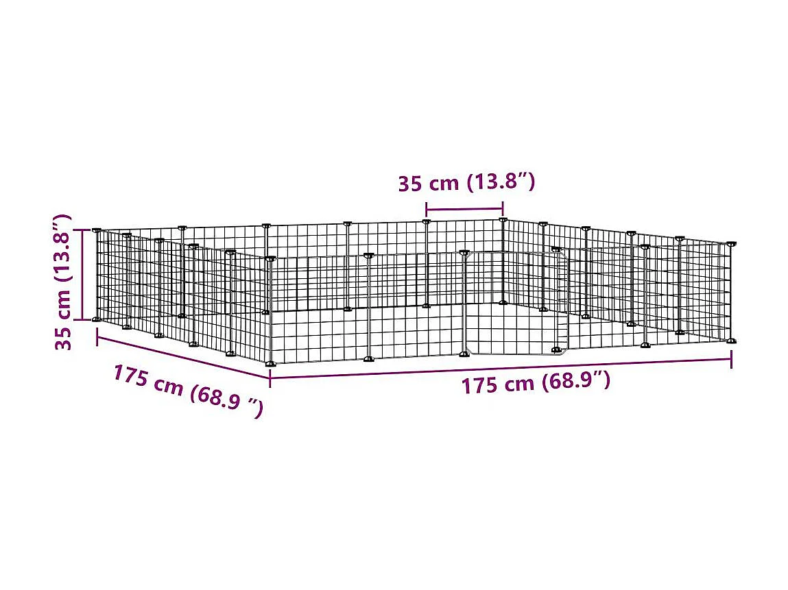 Cage animaux de compagnie à 20 panneaux et porte Noir 35x35 cm