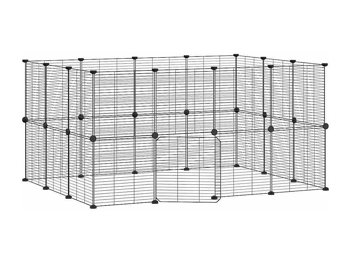 Cage animaux de compagnie à 28 panneaux et porte Noir 35x35 cm