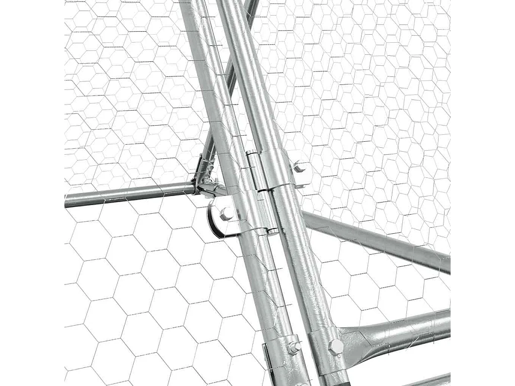 Gaiola de galinha prateada 400x105x91 cm aço galvanizado