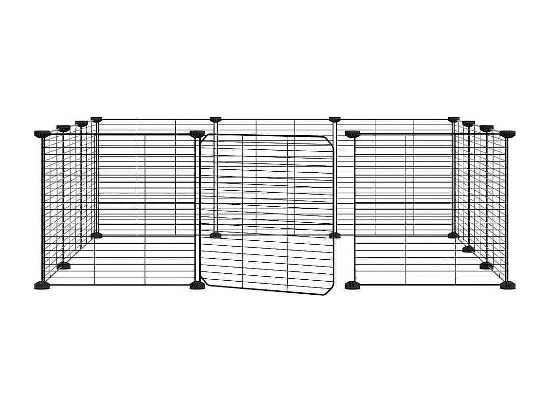 12 Panelen Huisdierkooi met Deur Zwart 35x35 cm