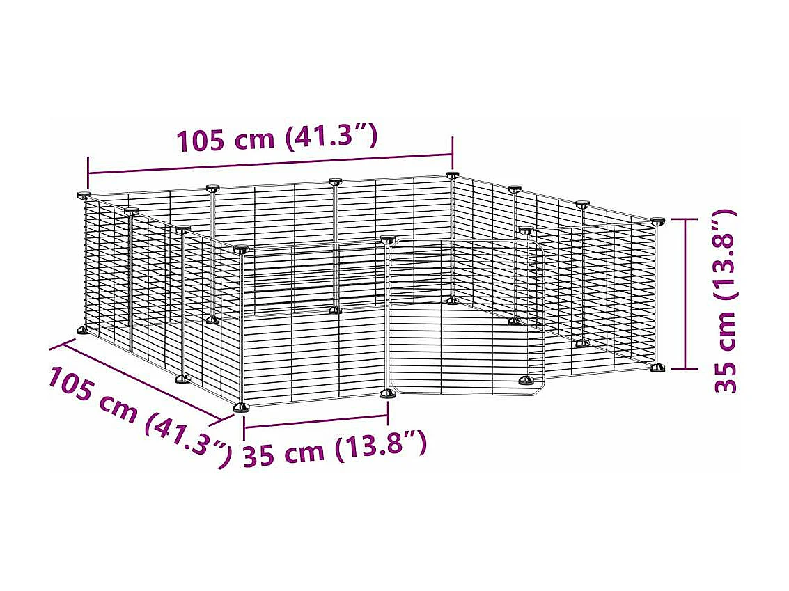 12 Panelen Huisdierkooi met Deur Zwart 35x35 cm