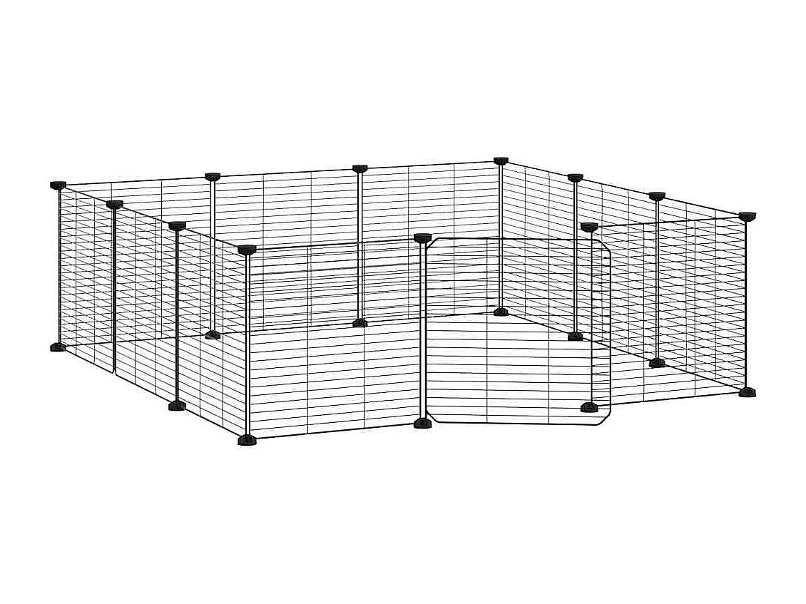 Cage animaux de compagnie à 12 panneaux et porte Noir 35x35 cm