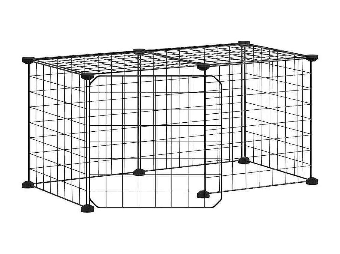 Gaiola para animais de estimação com 8 painéis e porta preta 35x35 cm